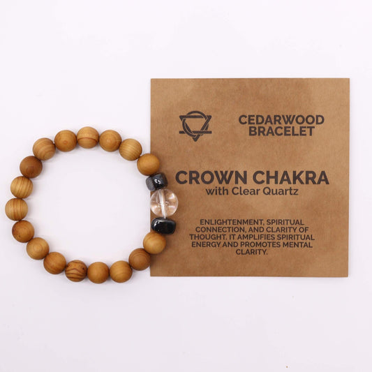 Cedarwood Crown Chakra Bangle with Clear Quartz - Luna Panther alternate view