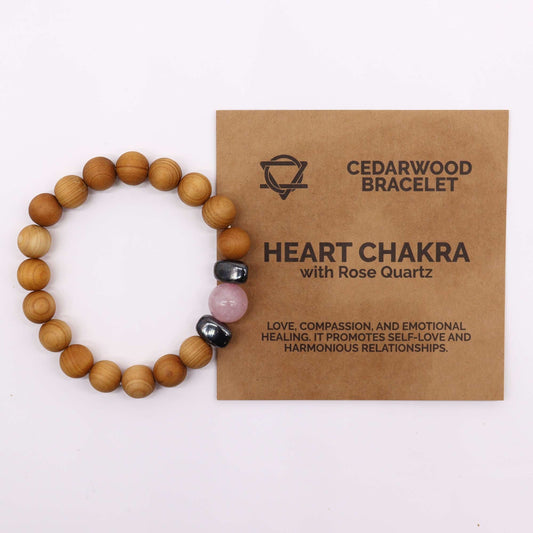 Cedarwood Heart Chakra Bangle with Rose Quartz - Luna Panther alternate view