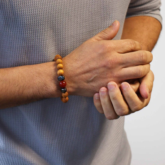 Cedarwood Root Chakra Bangle with Red Jasper - Luna Panther alternate view