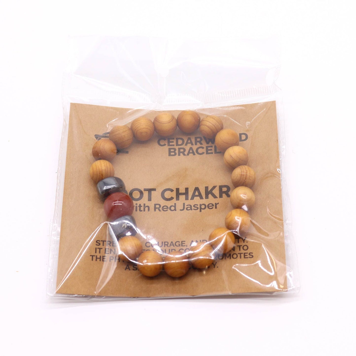 Cedarwood Root Chakra Bangle with Red Jasper - Luna Panther
