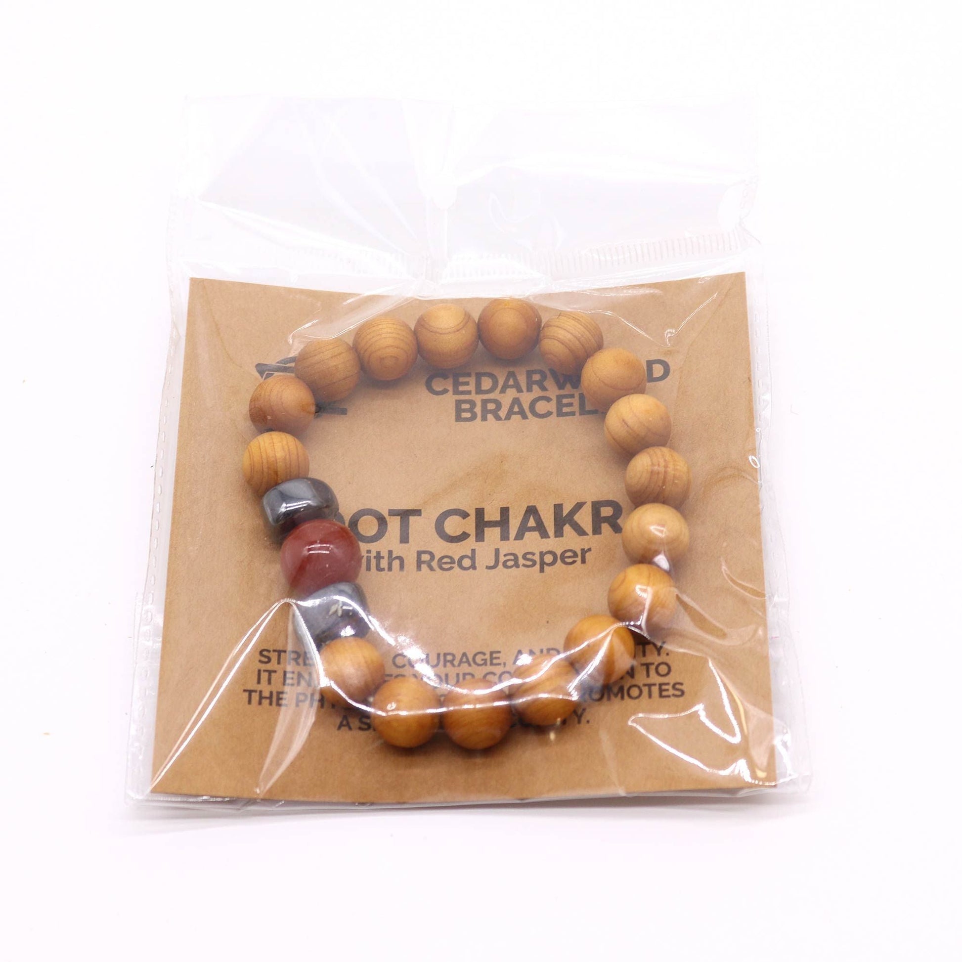 Cedarwood Root Chakra Bangle with Red Jasper - Luna Panther