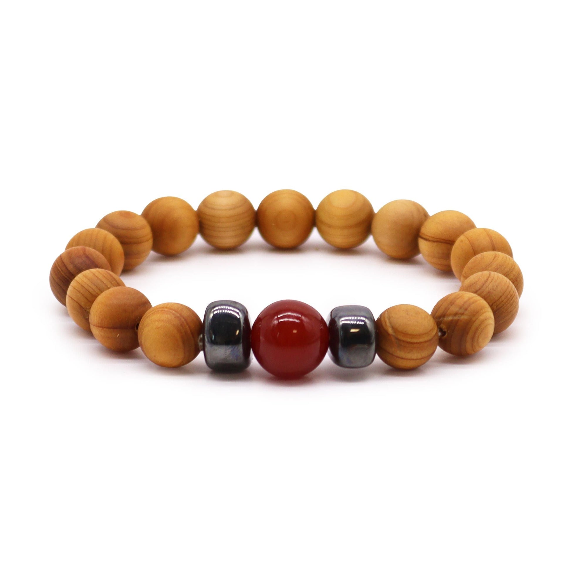 Cedarwood Root Chakra Bangle with Red Jasper - Luna Panther