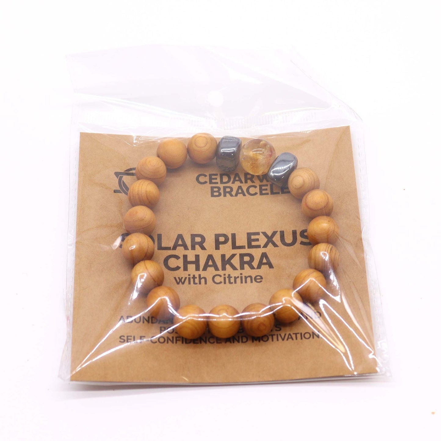 Cedarwood Solar Plexus Chakra Bangle with Citrine - Luna Panther