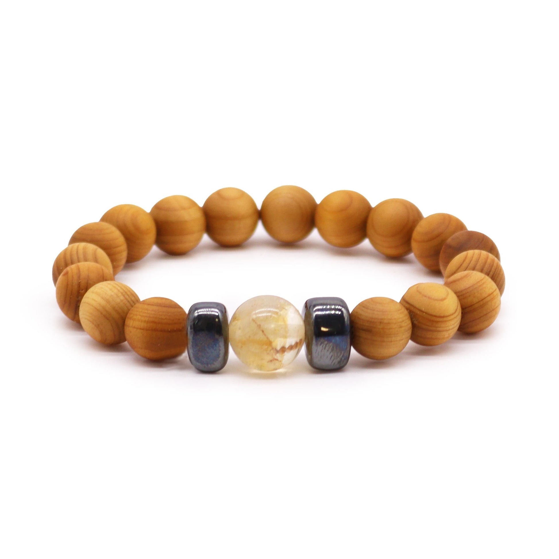 Cedarwood Solar Plexus Chakra Bangle with Citrine - Luna Panther