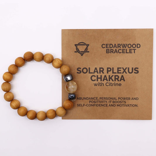 Cedarwood Solar Plexus Chakra Bangle with Citrine - Luna Panther alternate view