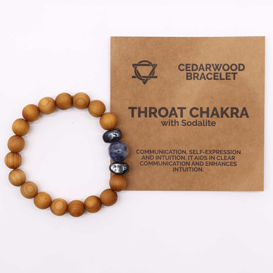 Cedarwood Throat Chakra Bangle with Sodalite - Luna Panther alternate view