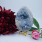 Polished Celestite Crystal Egg 1100g featuring pale sky-blue tone and soft translucence - Luna Panther