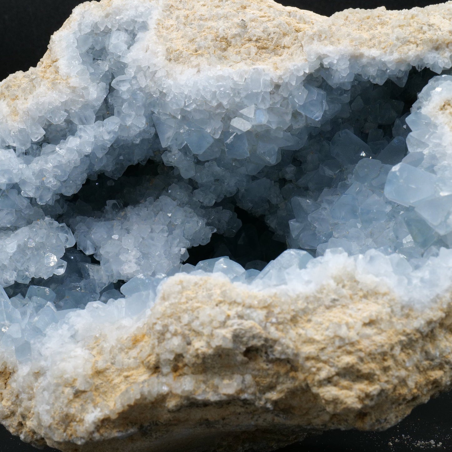 Natural Celestite Geode Cluster 3579G featuring pale sky-blue tone and soft translucence - Luna Panther