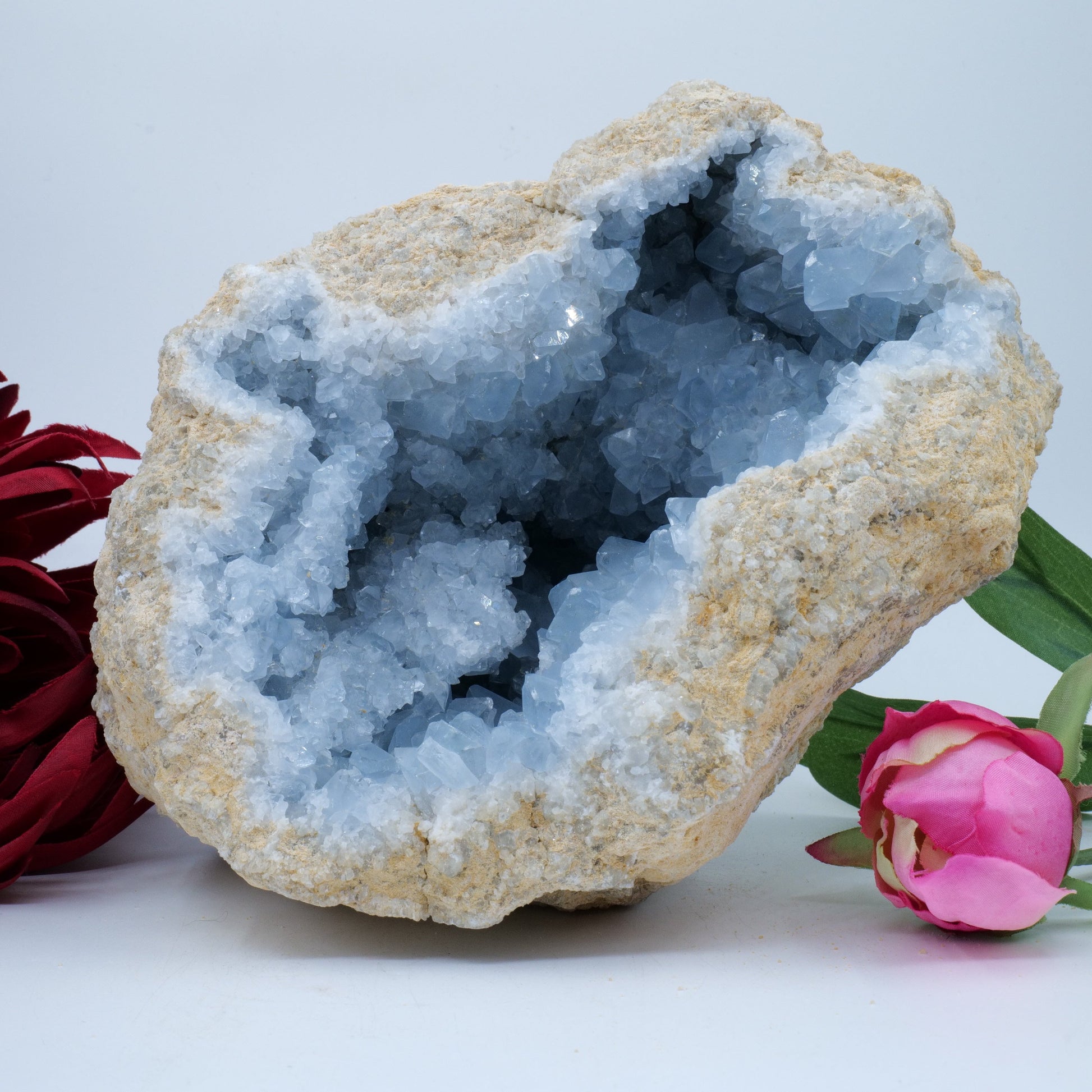 Natural Celestite Geode Cluster 3579g featuring pale sky-blue tone and soft translucence - Luna Panther