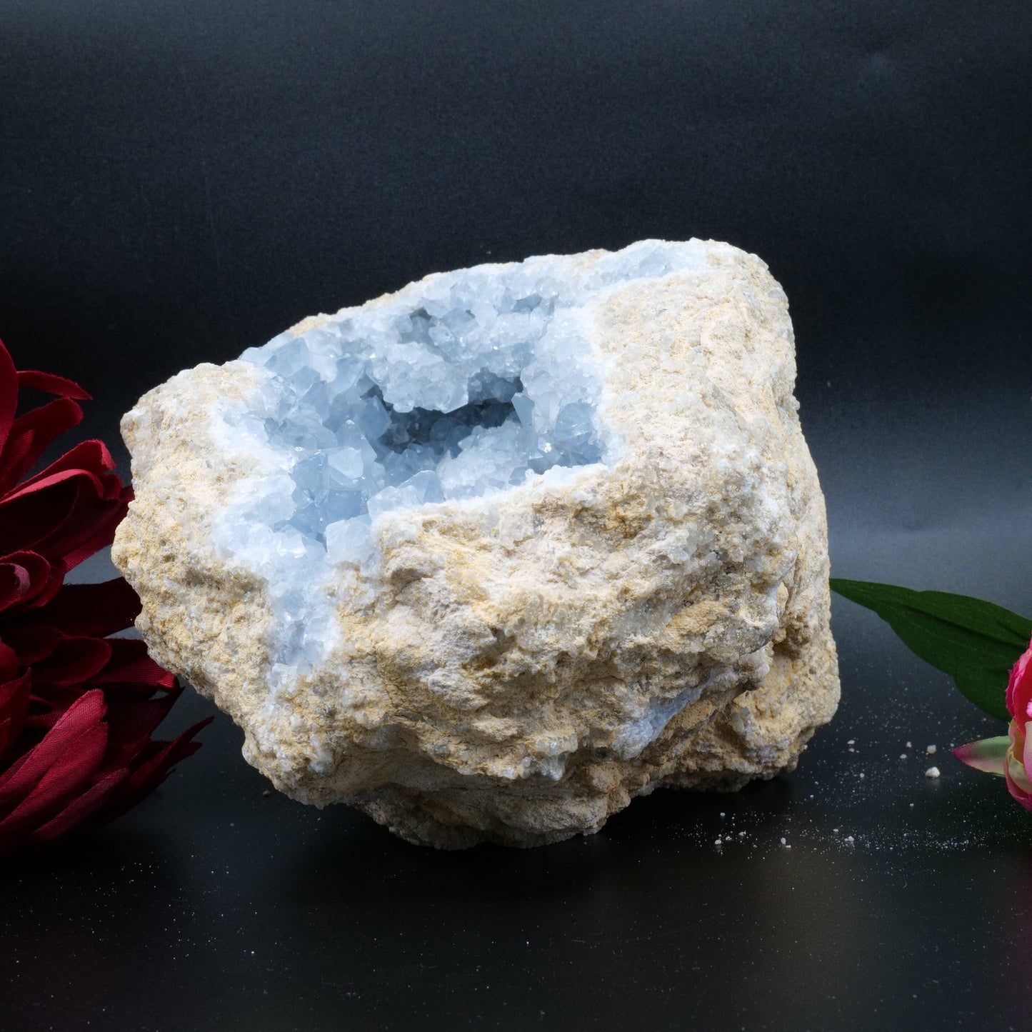 Natural Celestite Geode Cluster 3579G featuring pale sky-blue tone and soft translucence - Luna Panther