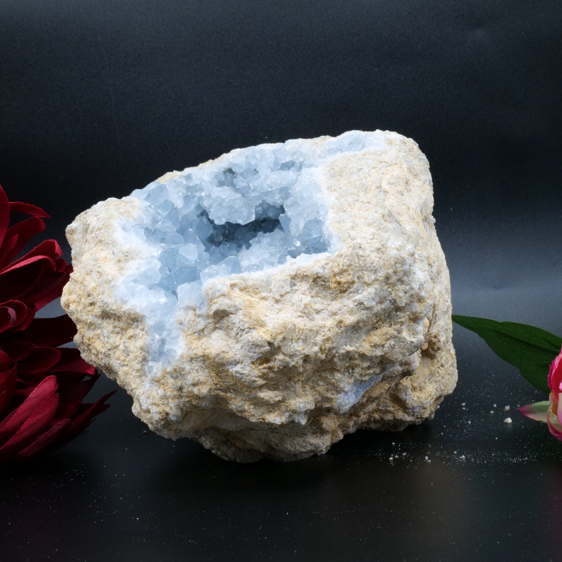 Natural Celestite Geode Cluster 3579G featuring pale sky-blue tone and soft translucence - Luna Panther