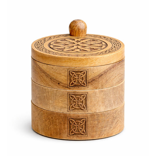 Celtic Carved 3 Tier Revolving Box - Luna Panther alternate view