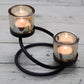 Centrepiece Iron Votive Candle Holder - 2 Cup Double Step - Luna Panther
