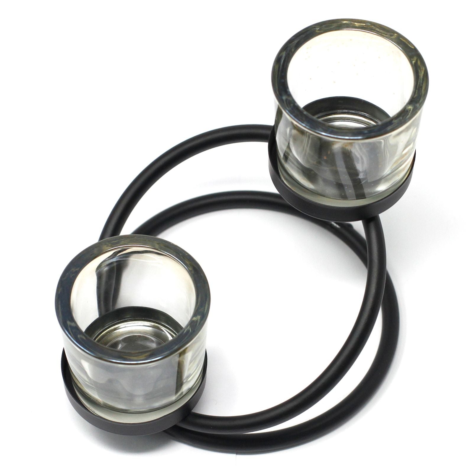 Centrepiece Iron Votive Candle Holder - 2 Cup Double Step - Luna Panther
