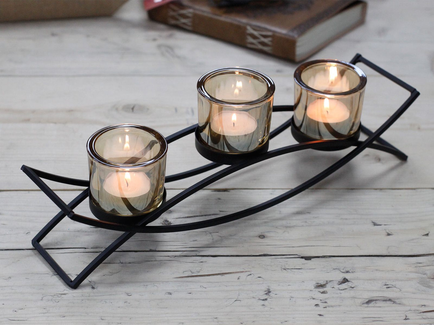 Centrepiece Iron Votive Candle Holder - 3 Cup Silhouette - Luna Panther