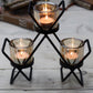 Centrepiece Iron Votive Candle Holder - 3 Cup Triangle - Luna Panther