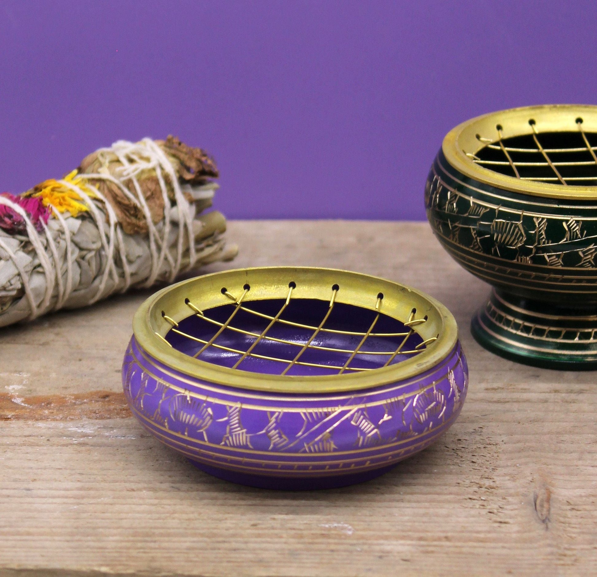 Chakra Charcoal Incense Jar - Crown - Luna Panther