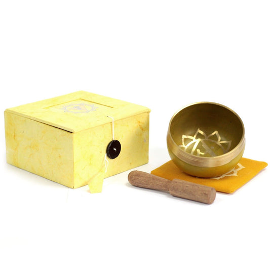 Polished Chakra Singing Bowl - Solar Plexus featuring natural patterning and unique variations - Luna Panther