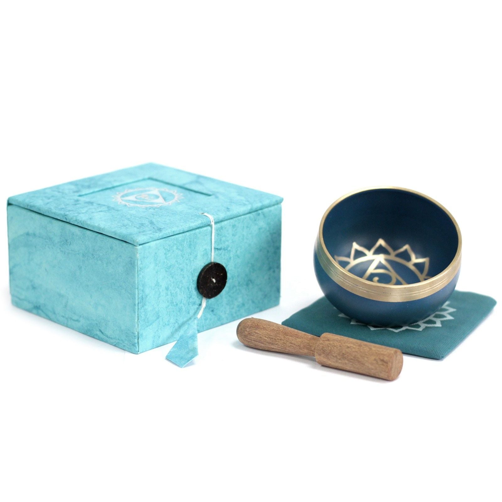 Polished Chakra Singing Bowl - Throat featuring natural patterning and unique variations - Luna Panther