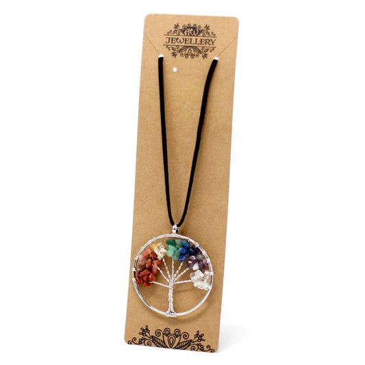 Polished Chakra Tree of Life Necklace - Large featuring natural patterning and unique variations - Luna Panther