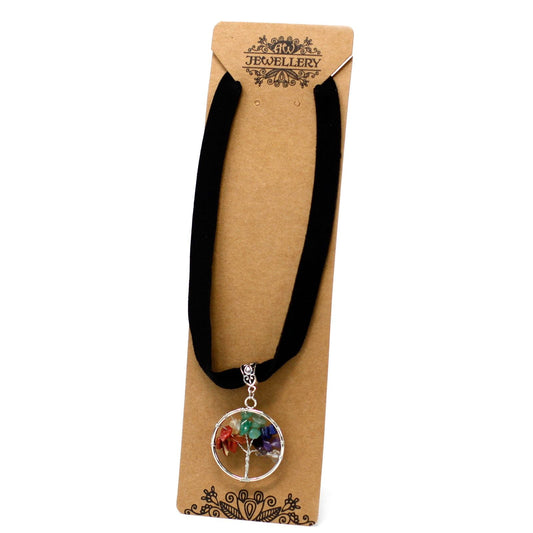 Polished Chakra Tree of Life Necklace - Small featuring natural patterning and unique variations - Luna Panther