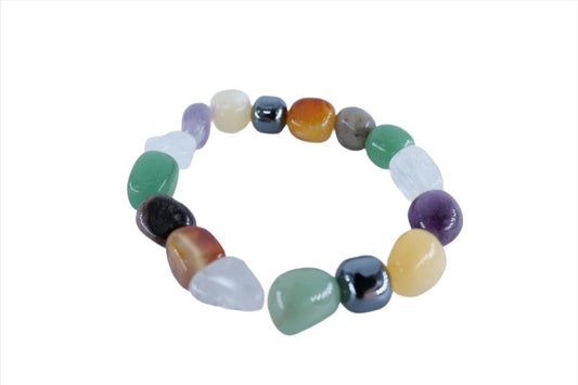 Polished Chakra Tumblestone Bracelet featuring natural patterning and unique variations - Luna Panther