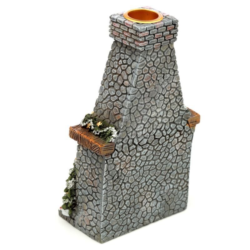 Polished Christmas Fireplace Backflow Incense Burner featuring natural patterning and unique variations - Luna Panther