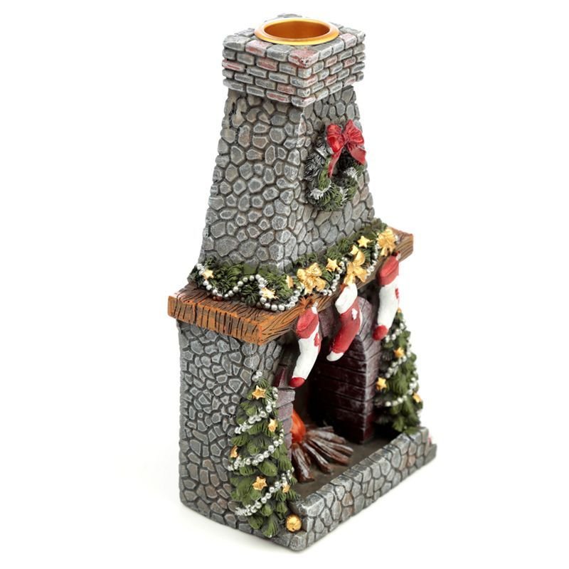 Polished Christmas Fireplace Backflow Incense Burner featuring natural patterning and unique variations - Luna Panther