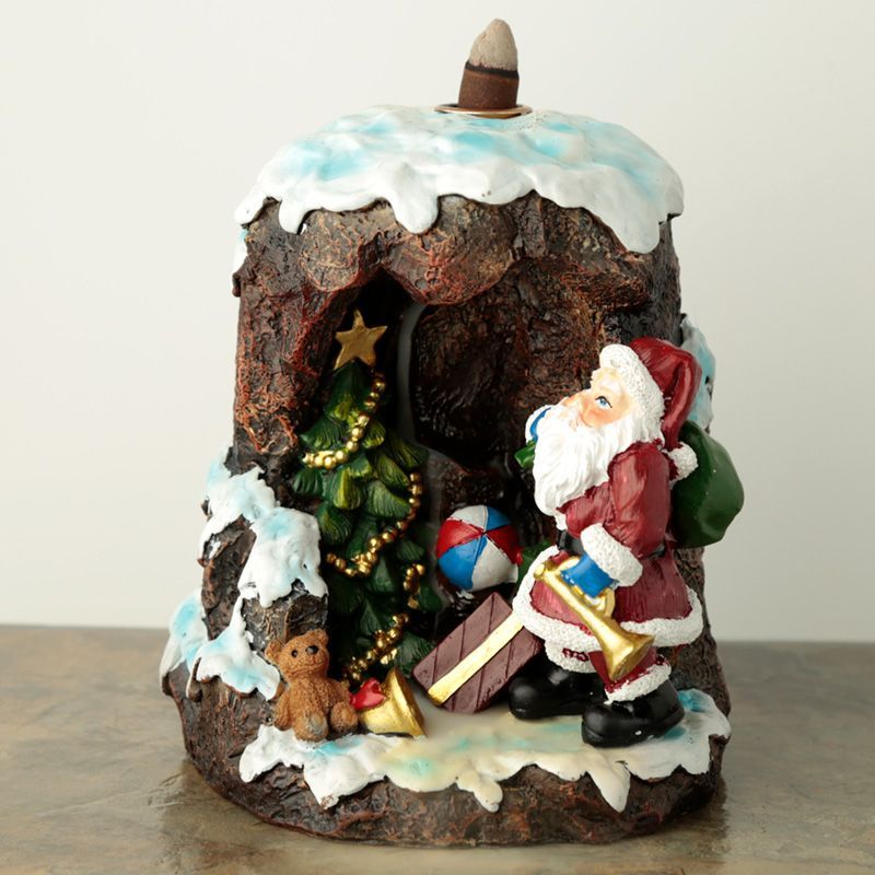 Polished Christmas Santas Grotto Backflow Incense Burner 1 featuring natural patterning and unique variations - Luna Panther