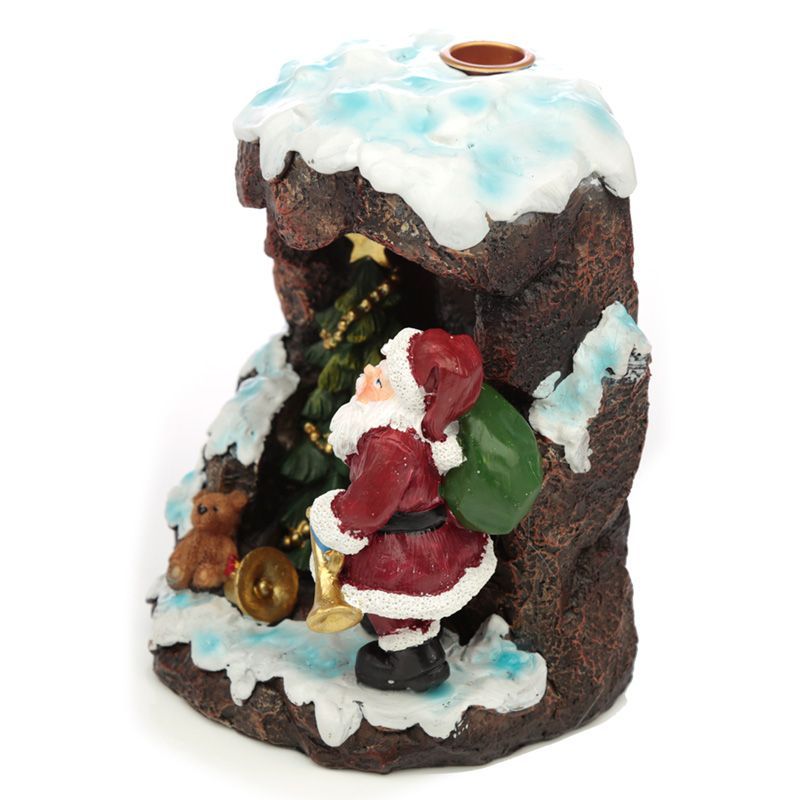 Polished Christmas Santas Grotto Backflow Incense Burner 1 featuring natural patterning and unique variations - Luna Panther
