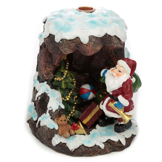 Polished Christmas Santa's Grotto Backflow Incense Burner featuring natural patterning and unique variations - Luna Panther