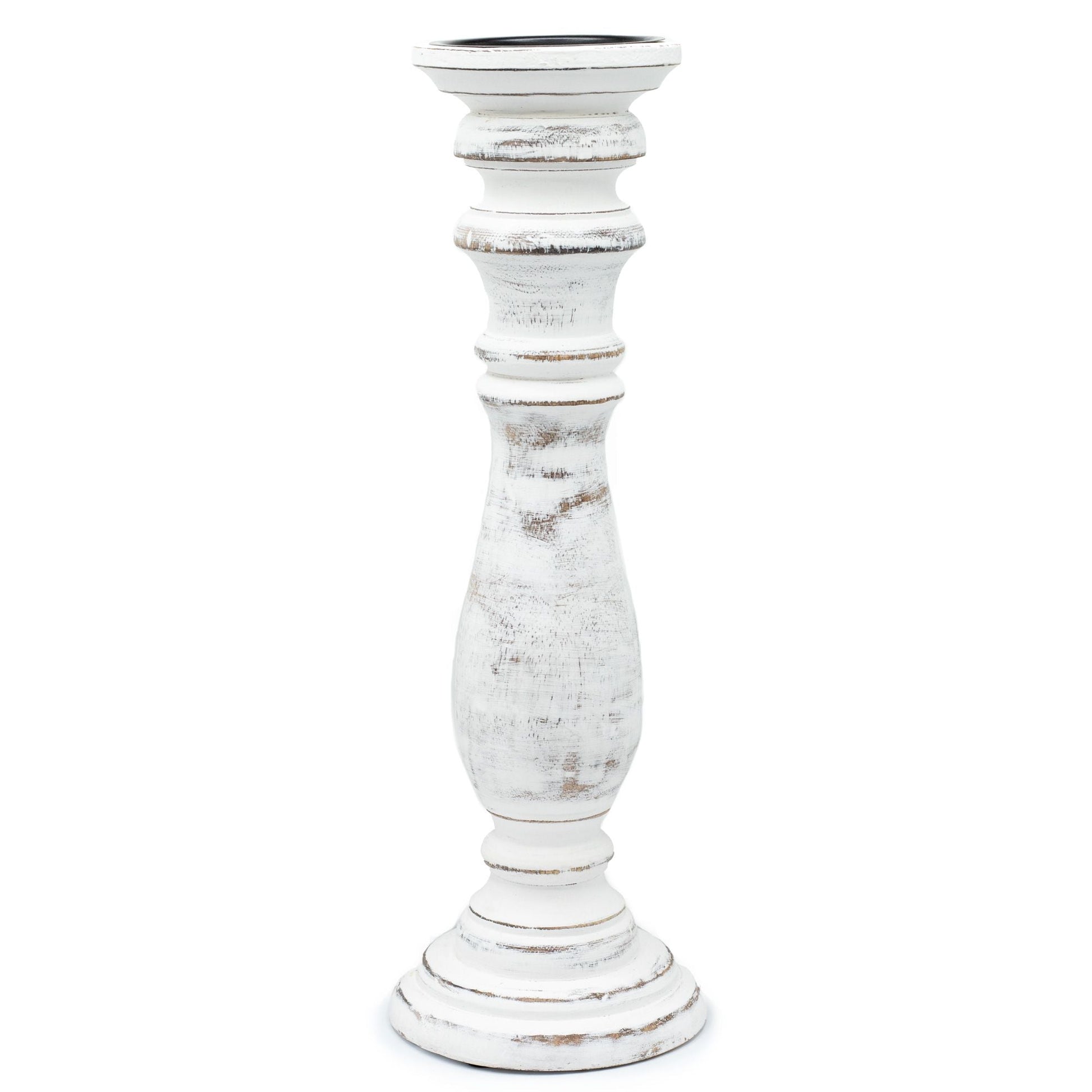 Polished Classic Candle Stand - Whitewash - Large featuring natural patterning and unique variations - Luna Panther