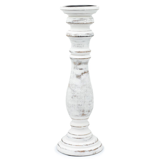 Polished Classic Candle Stand - Whitewash - Large featuring natural patterning and unique variations - Luna Panther