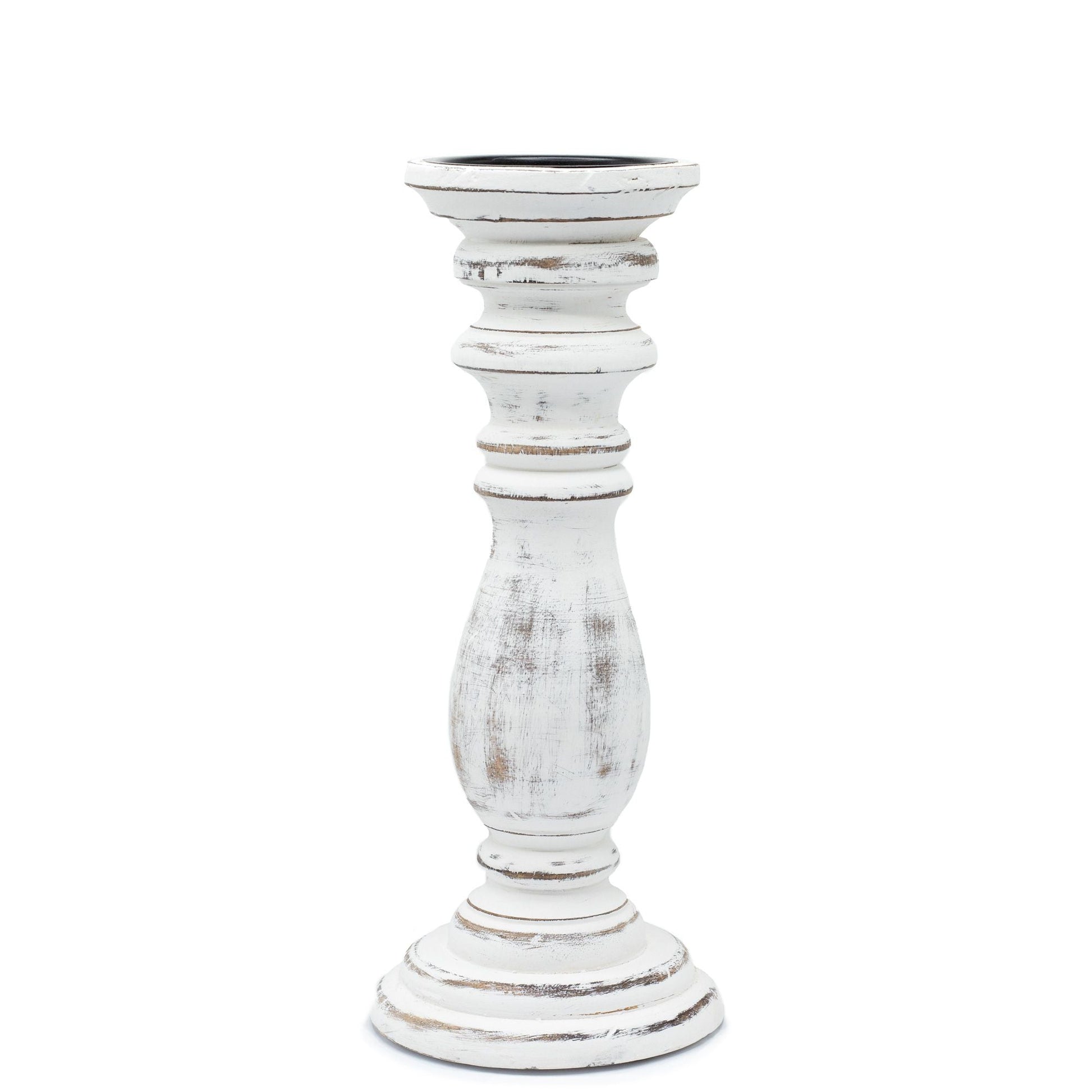 Polished Classic Candle Stand - Whitewash - Medium featuring natural patterning and unique variations - Luna Panther