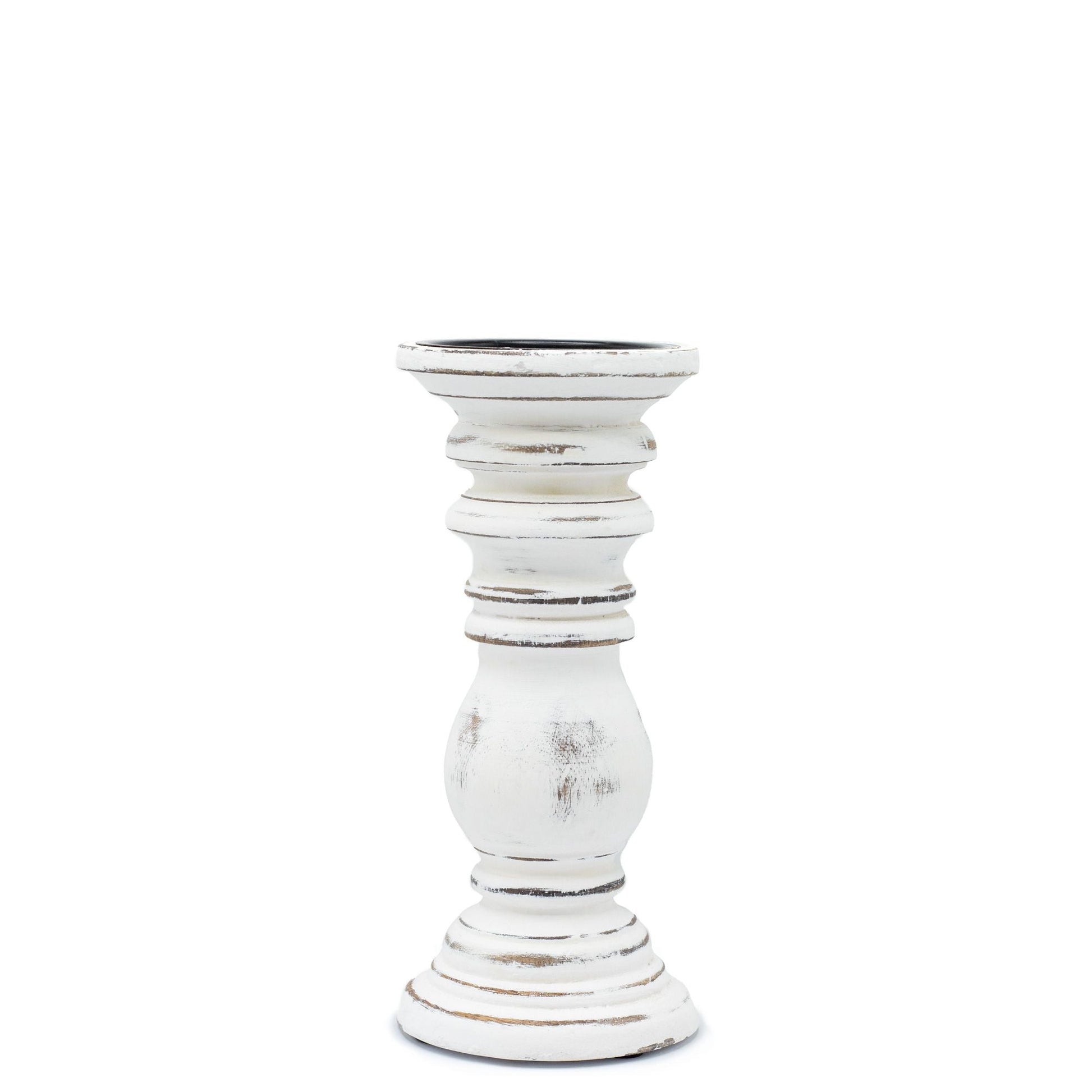 Polished Classic Candle Stand - Whitewash - Small featuring natural patterning and unique variations - Luna Panther