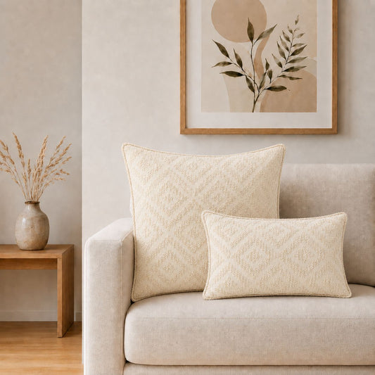 Classic Cushion Cover – Neutral Geo Creme – 30 × 50 cm – Lumber Style - Luna Panther alternate view