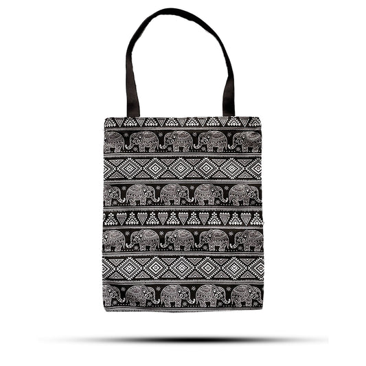 Polished Classic Tote Zipper Bag (Elephants Motiff) 40x34cm featuring natural patterning and unique variations - Luna Panther