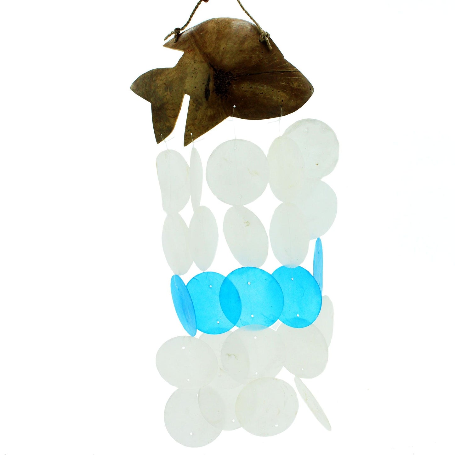 Coconut & Capiz Wind Chimes - Blue Dolphins - 30cm - Luna Panther
