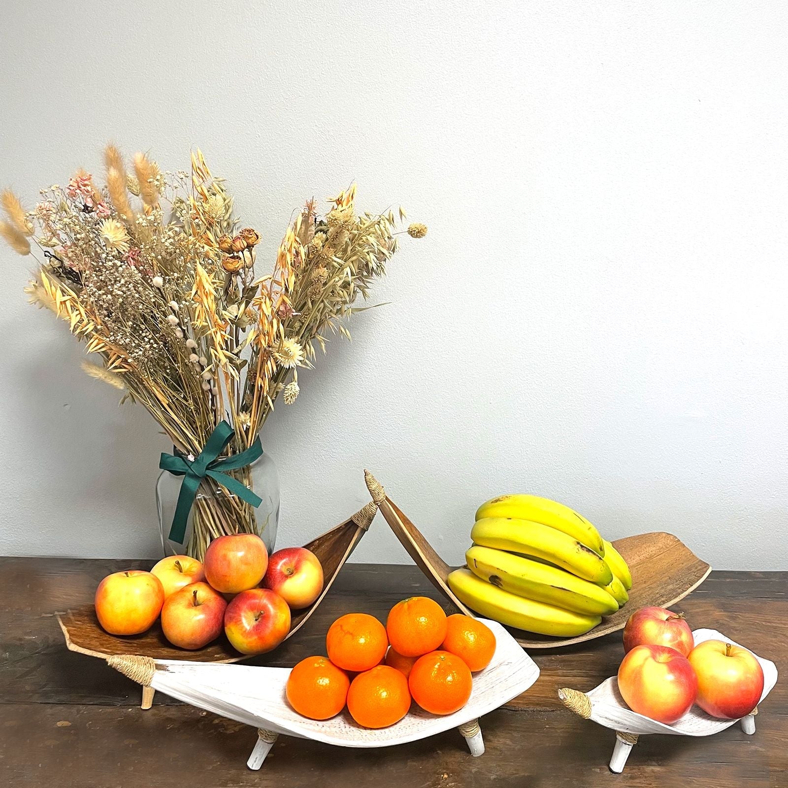 Coconut Leaf Fruit Bowl Set - Whitewash - Luna Panther