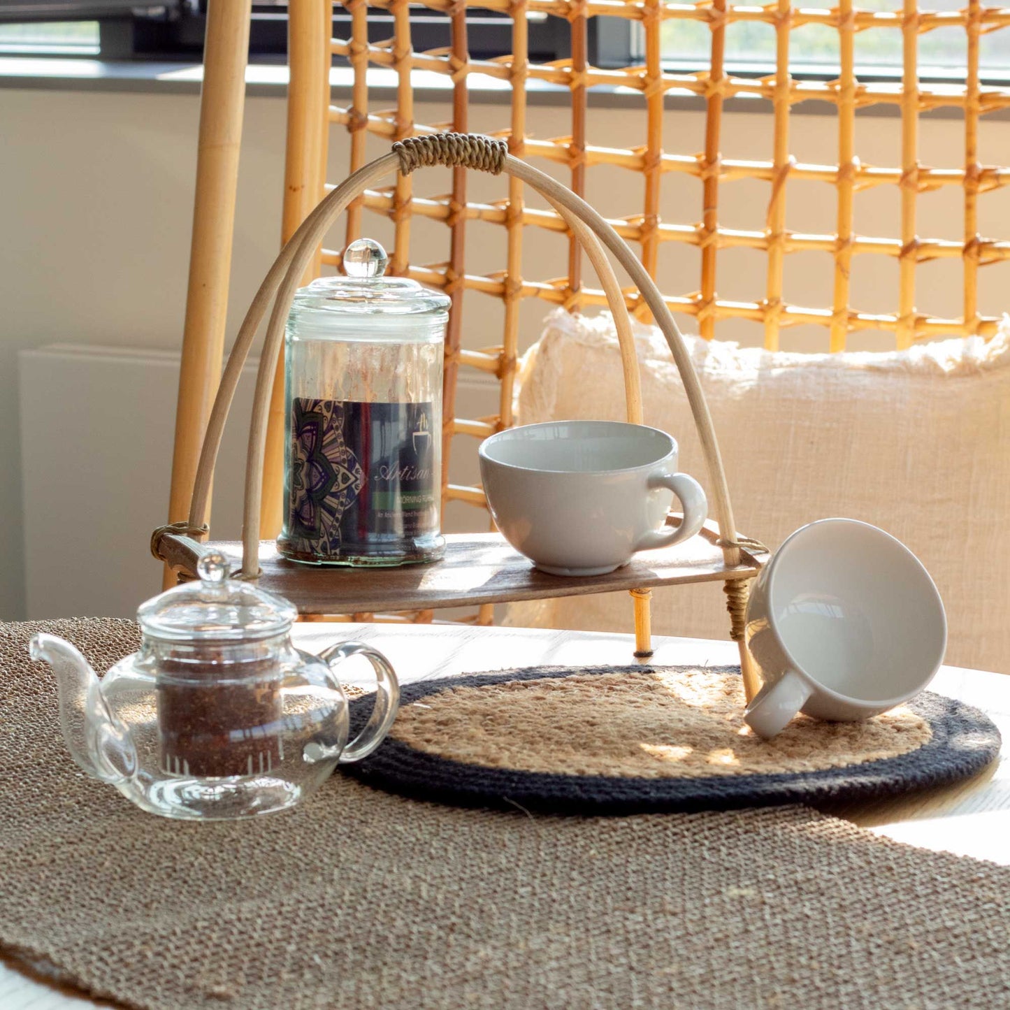 Coconut Leaf Tea Stand - Natural - Luna Panther