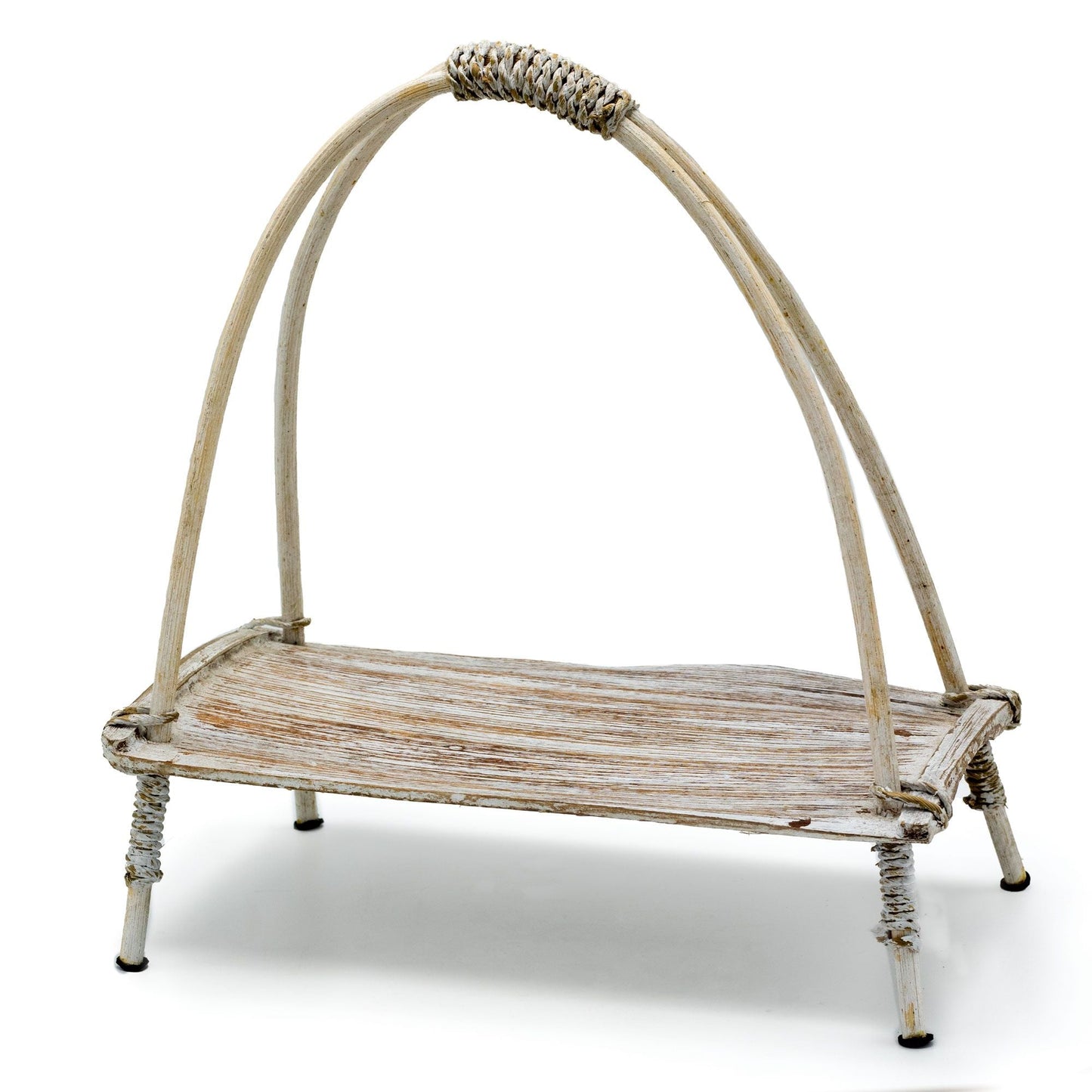 Coconut Leaf Tea Stand - Whitewash - Luna Panther