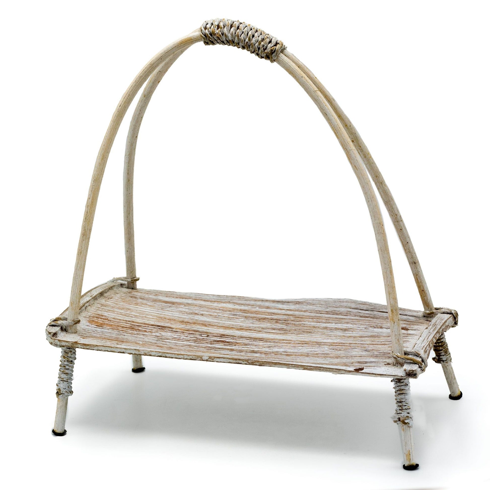 Coconut Leaf Tea Stand - Whitewash - Luna Panther