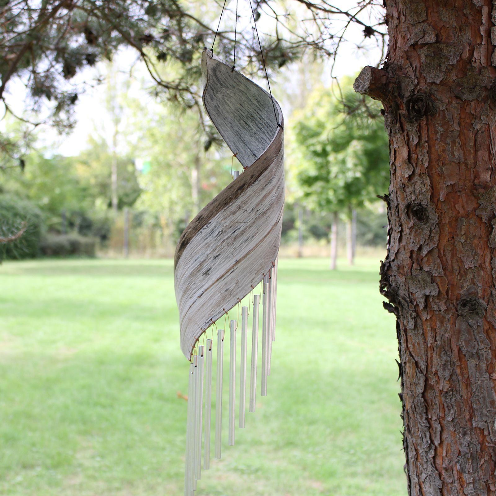Coconut Leaf Wind Chimes - Whitewash - Luna Panther