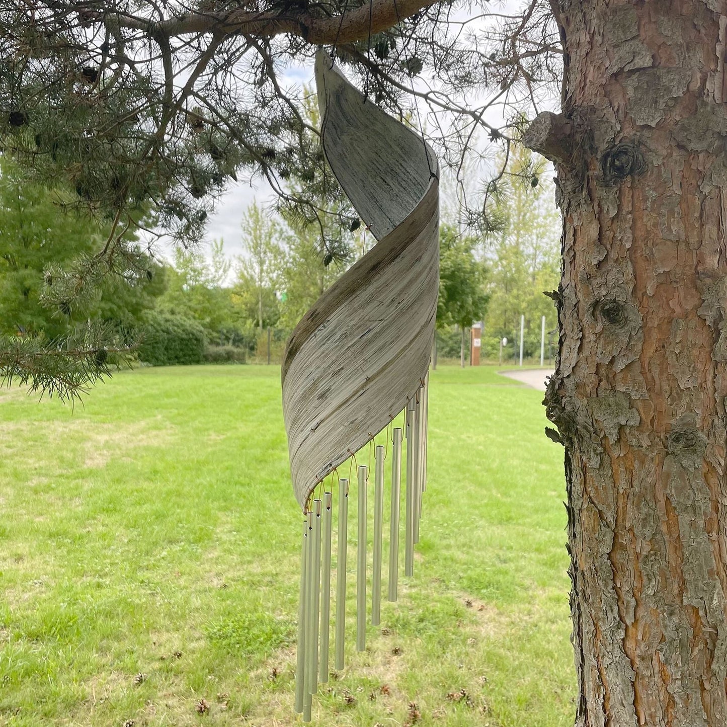 Coconut Leaf Wind Chimes - Whitewash - Luna Panther