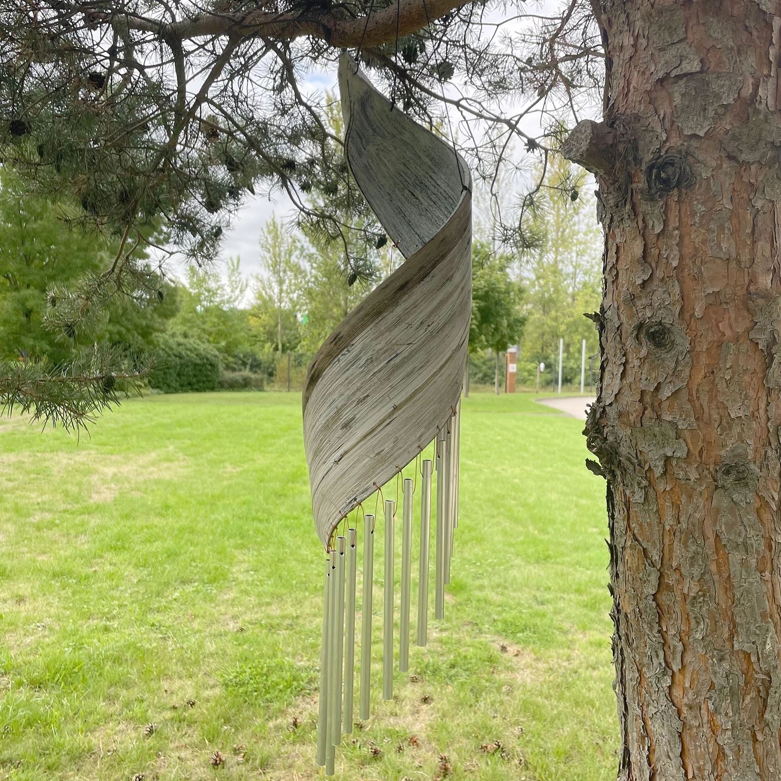 Coconut Leaf Wind Chimes - Whitewash - Luna Panther