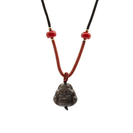 Cool Gemstone Pendants - Sliver Obsidian Buddha - Luna Panther