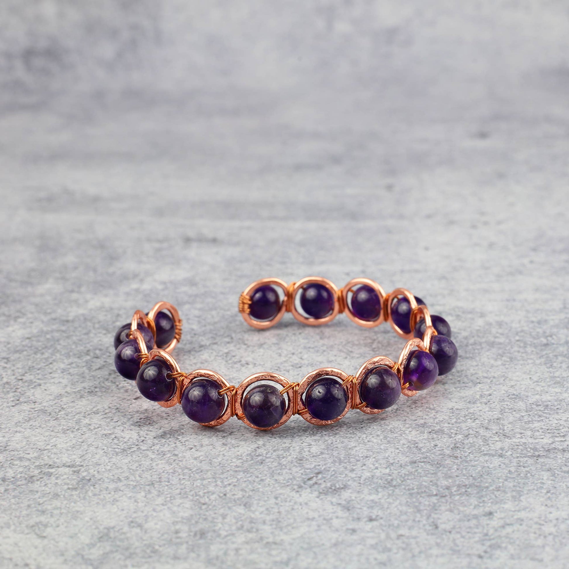 Copper & Amethyst Crystal Bracelet - Luna Panther