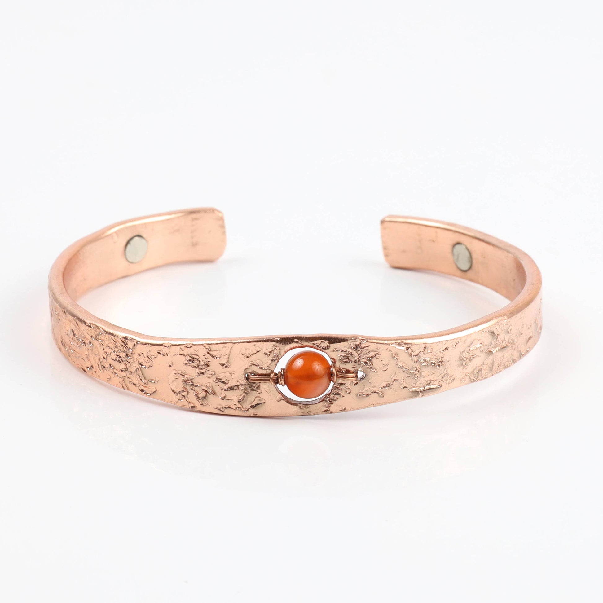 Copper Bracelet with Carnelian Crystal - Luna Panther