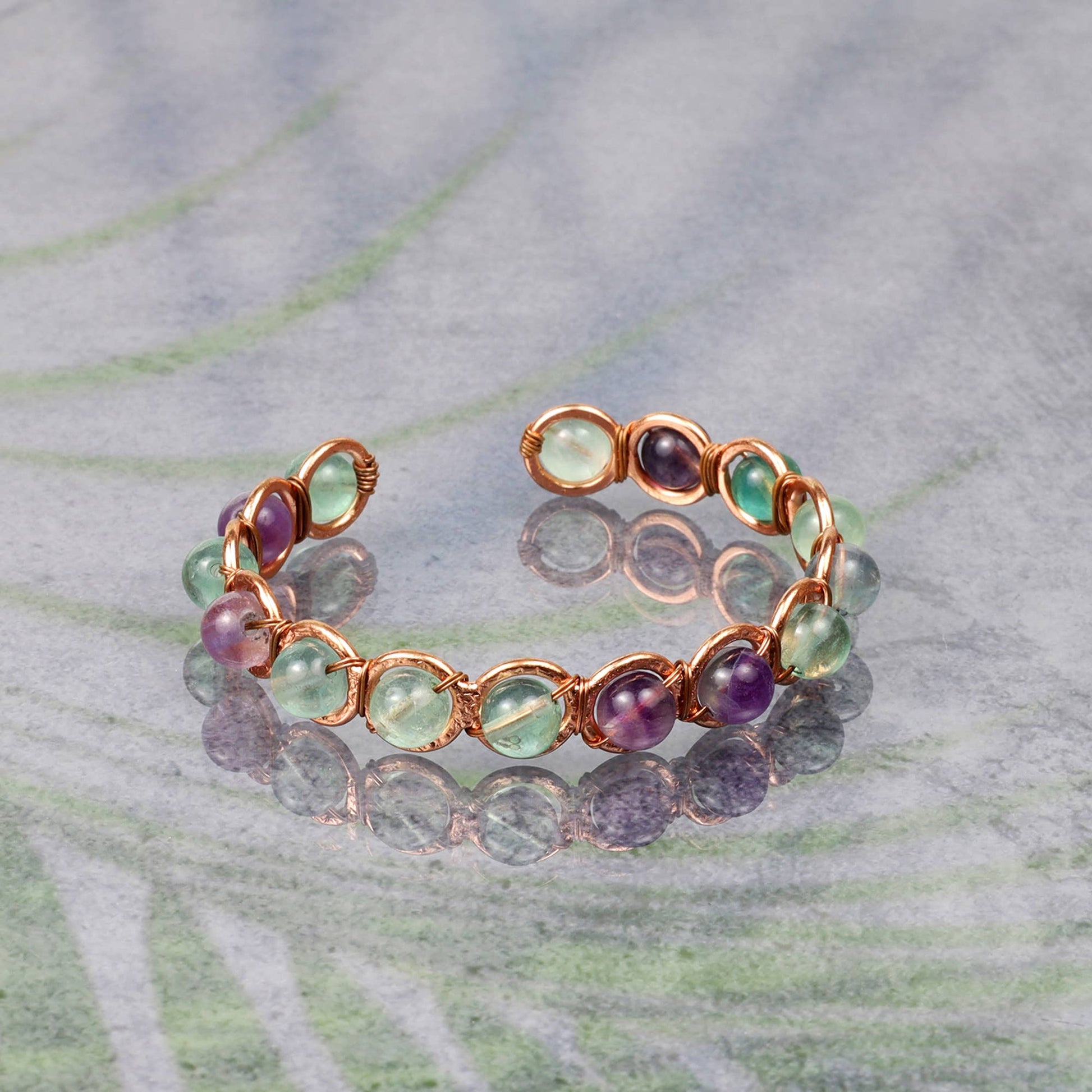 Copper & Fluorite Crystal Bracelet - Luna Panther