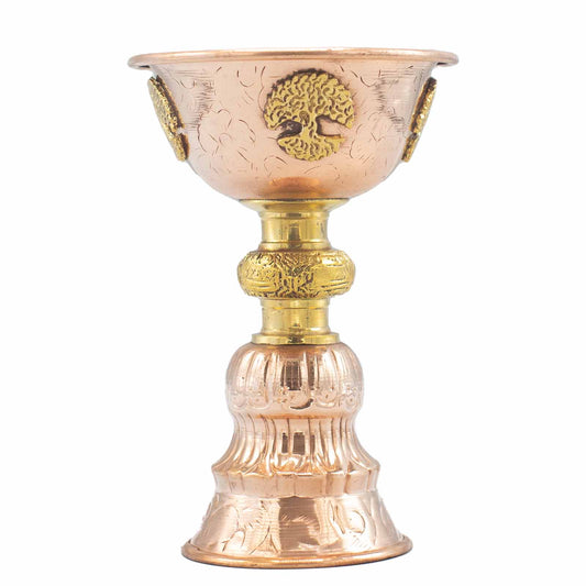 Polished Copper Ritual Goblet with Tree of Life 10x15cm featuring natural patterning and unique variations - Luna Panther